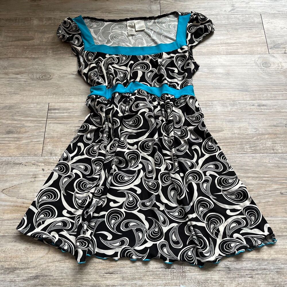 Vintage Y2K Blouse Women's Large Black Blue Paisley 2000s